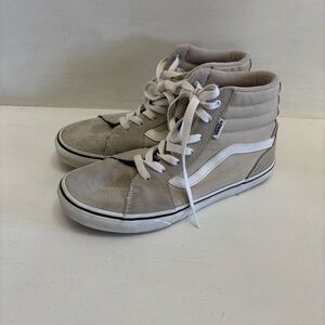 Vans Kids High-Top Sneakers in Tan and White